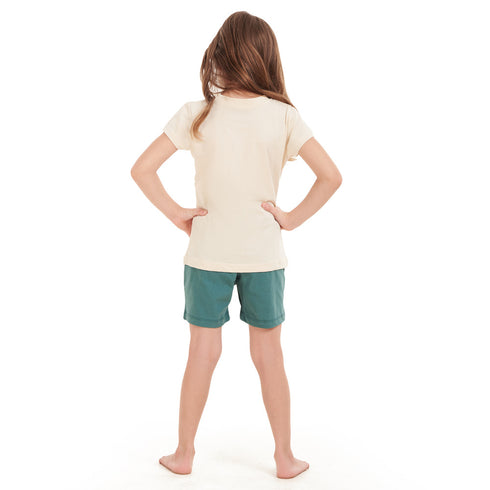 Girls summer pajama set Butterfly t-shirt + Green Army shorts